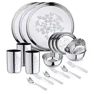 LIMETRO STEEL Stainless Steel Dinner Set (Set of 18)